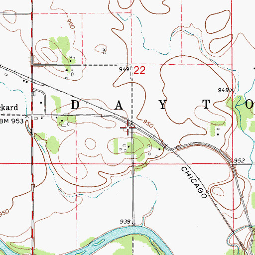 Topographic Map of Roots Siding Post Office (historical), IA