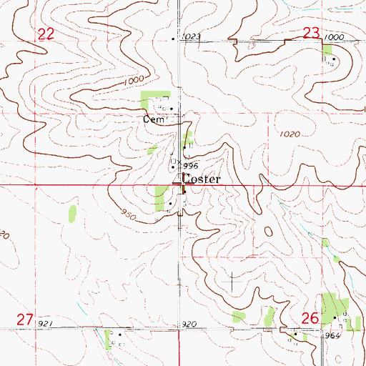 Topographic Map of Coster Post Office (historical), IA