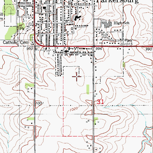Topographic Map of Parker Burial Grounds, IA