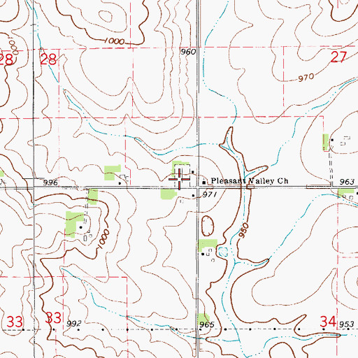 Topographic Map of Pleasant Valley Cemetery, IA