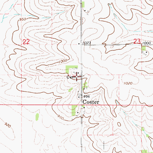 Topographic Map of Coster Cemetery, IA