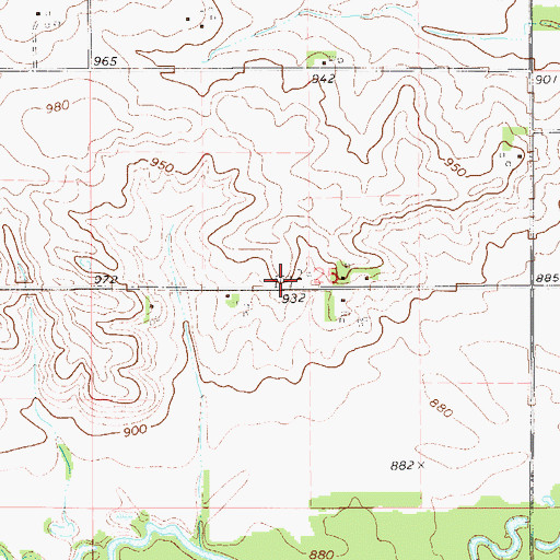 Topographic Map of Rude Cemetery, IA