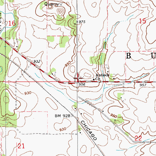 Topographic Map of Antioch Cemetery, IA