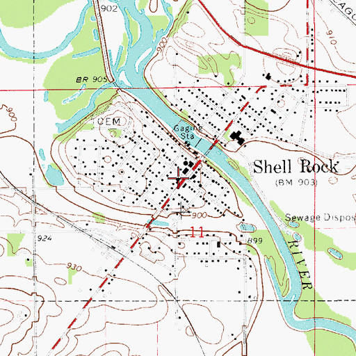 Topographic Map of Shell Rock Police Department, IA