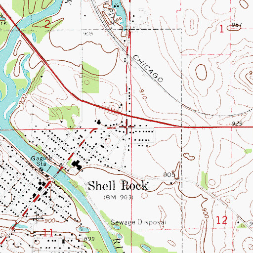 Topographic Map of Shell Rock Health Care Center, IA