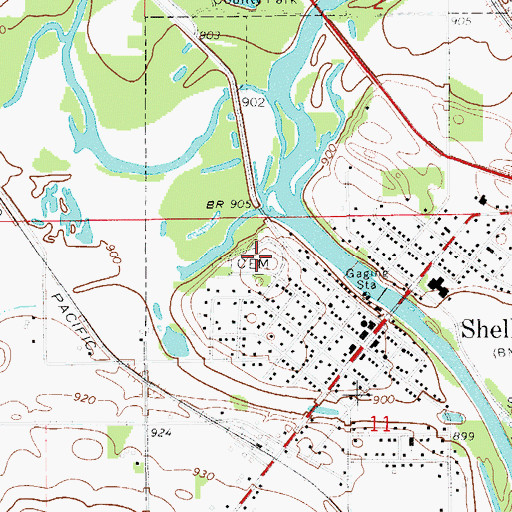 Topographic Map of Riverside Cemetery, IA