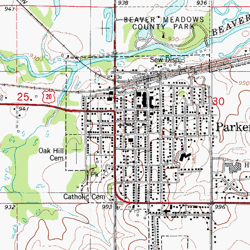 Topographic Map of Parkersburg Historical Home, IA