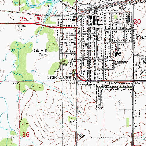 Topographic Map of Saint Patricks Catholic Cemetery, IA