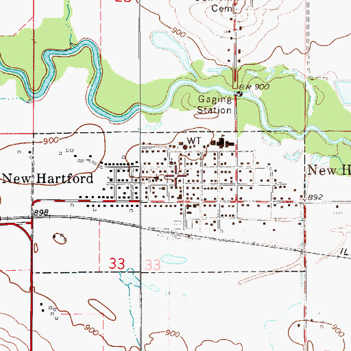 Topographic Map of New Hartford Fire Department, IA