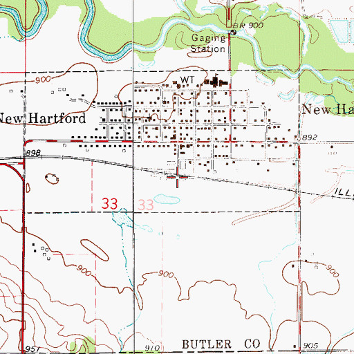 Topographic Map of New Hartford, IA
