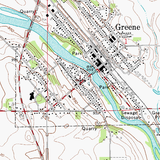 Topographic Map of Greene Public Library, IA