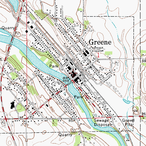 Topographic Map of Greene Fire Department, IA