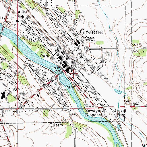 Topographic Map of Greene City Hall, IA