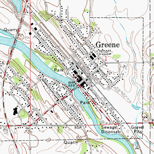 Topographic Map of Greene Police Department, IA