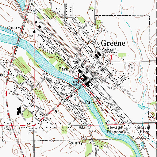 Topographic Map of Greene Post Office, IA