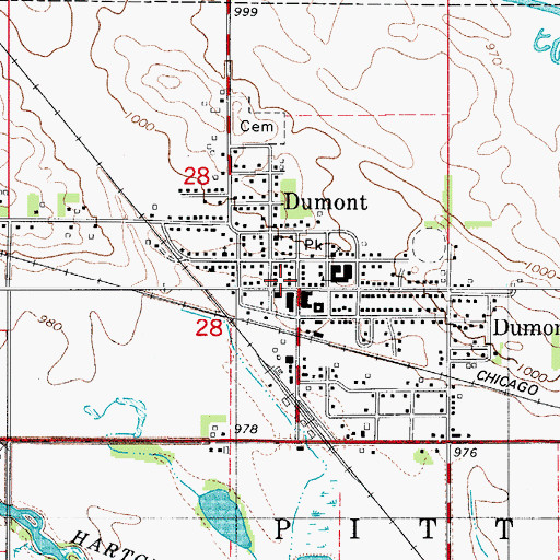 Topographic Map of Dumont Post Office, IA