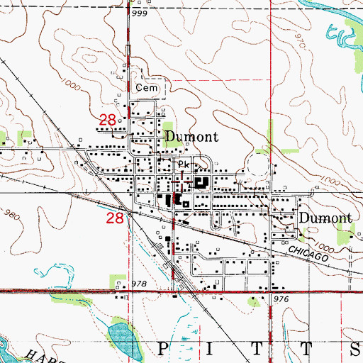 Topographic Map of Dumont Library, IA