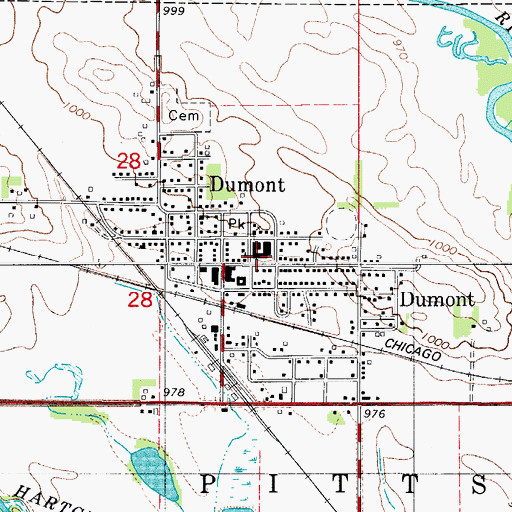 Topographic Map of Hampton-Dumont Elementary School, IA