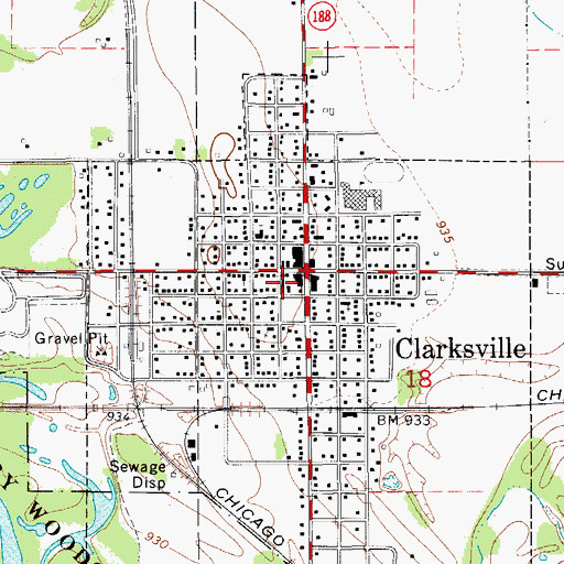 Topographic Map of Clarksville Fire Department, IA