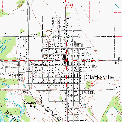 Topographic Map of Clarksville Police Department, IA