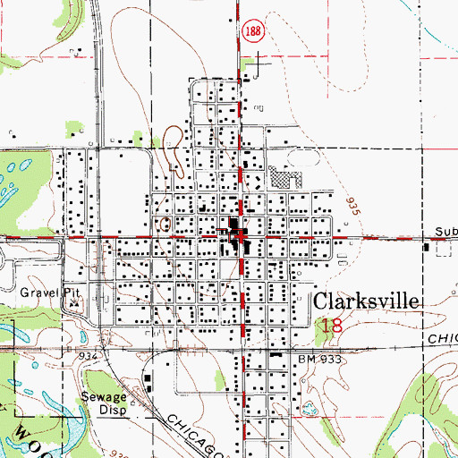 Topographic Map of Clarksville City Hall, IA