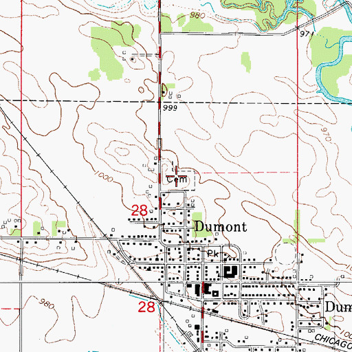 Topographic Map of Dumont Cemetery, IA