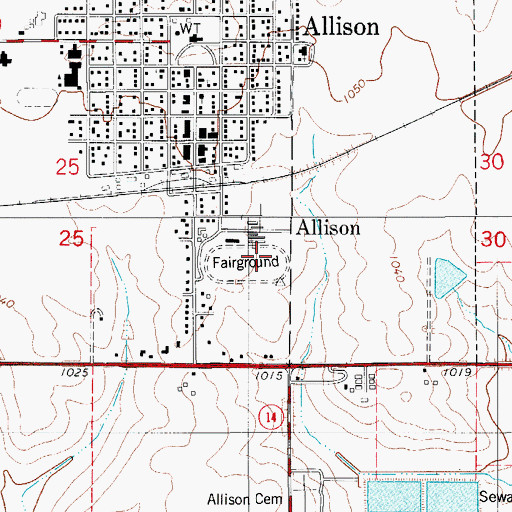 Topographic Map of Butler County Fairgrounds, IA