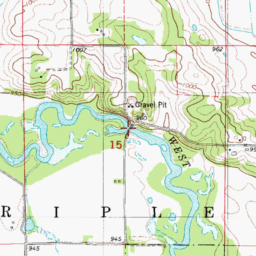 Topographic Map of Mead Bridge, IA