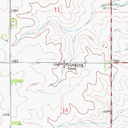 Topographic Map of Jungling Cemetery, IA