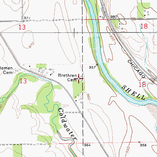 Topographic Map of Brethren Cemetery, IA