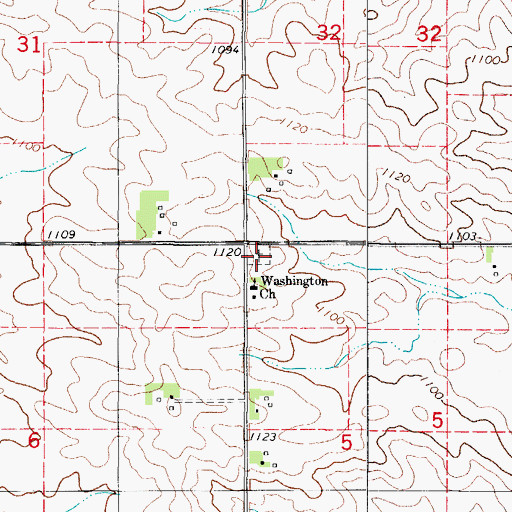 Topographic Map of Washington Reform Cemetery, IA