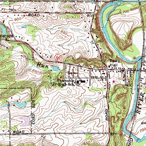 Topographic Map of Cedar Grove Cemetery, OH