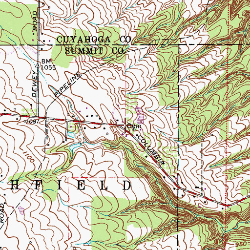 Topographic Map of Dewey Cemetery, OH