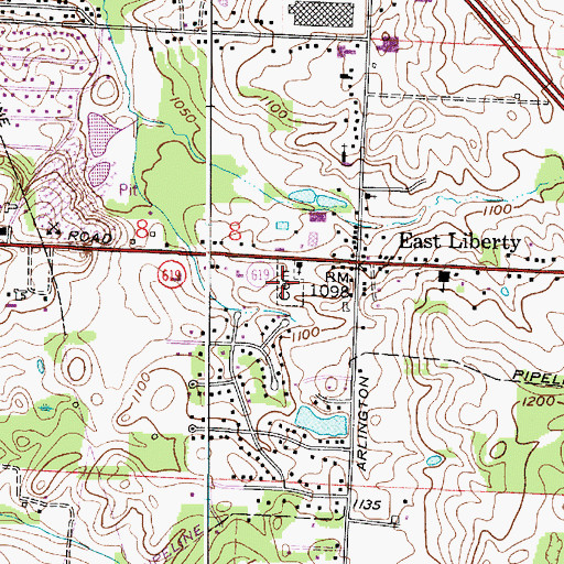 Topographic Map of East Liberty Cemetery, OH