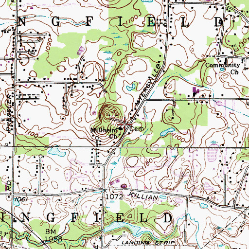 Topographic Map of Milheim Cemetery, OH