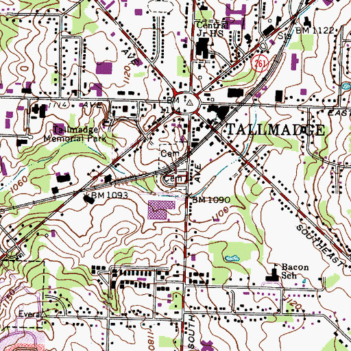 Topographic Map of New Tallmadge Cemetery, OH