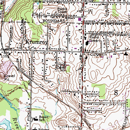 Topographic Map of Slovak Evangelical Cemetery, OH