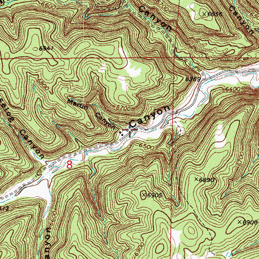 Topographic Map of Martin Canyon, CO