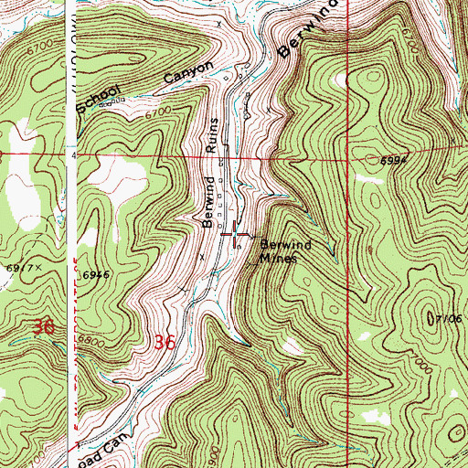 Topographic Map of Berwind Mines, CO
