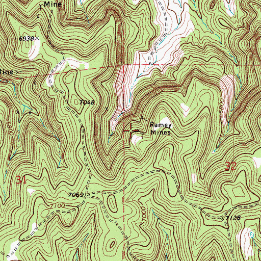 Topographic Map of Ramey Mines, CO