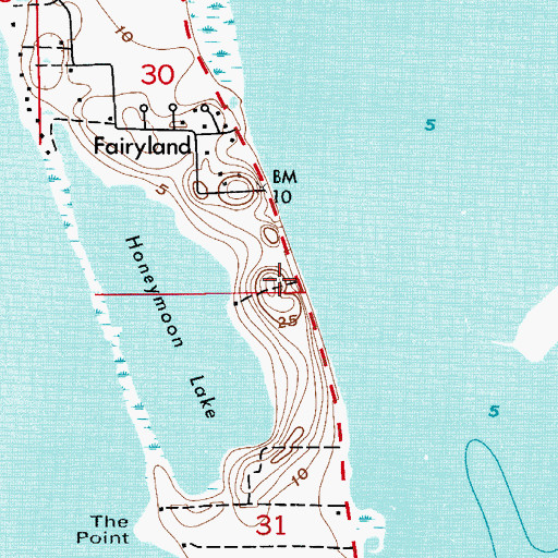 Topographic Map of Honeymoon Hill, FL