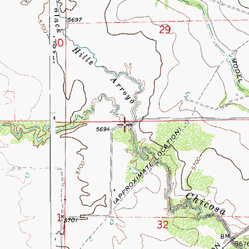 Topographic Map of Black Hills Arroyo, CO