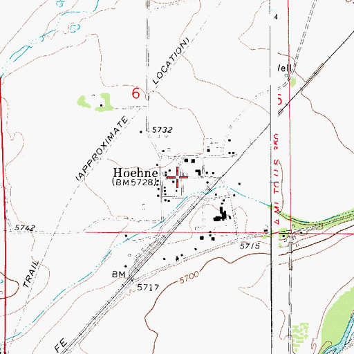 Topographic Map of Hoehne, CO