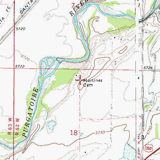 Topographic Map of Martinez Cemetery, CO