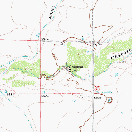 Topographic Map of Chicosa Cemetery, CO