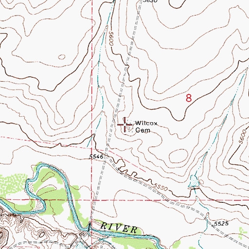 Topographic Map of Wilcox Cemetery, CO