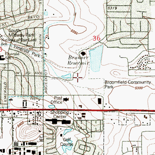 Topographic Map of Broomfield Community Park, CO