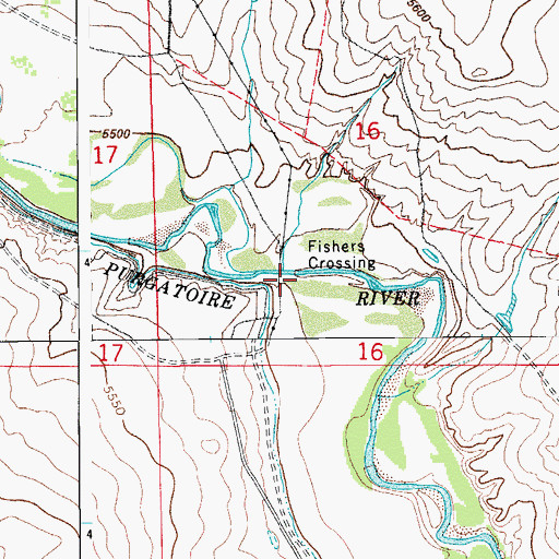 Topographic Map of Fishers Crossing, CO