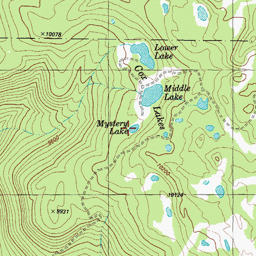 Topographic Map of Mystery Lake, CO