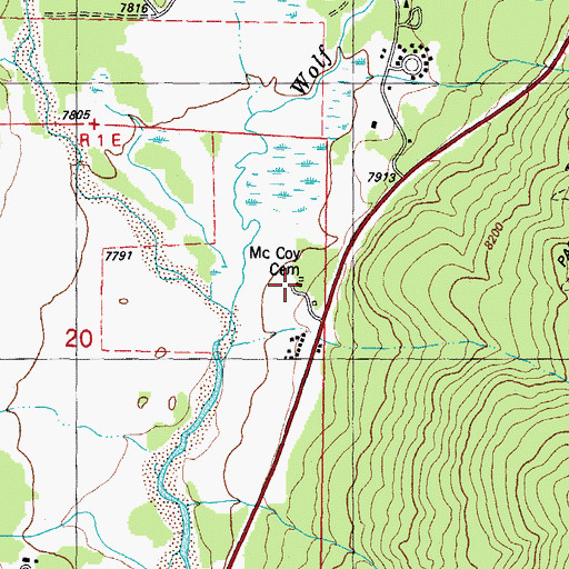 Topographic Map of McCoy Cemetery, CO